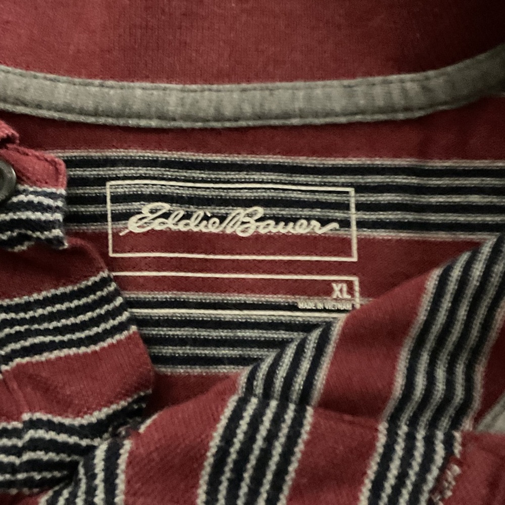 Eddie Bauer Red and Black Striped Polo